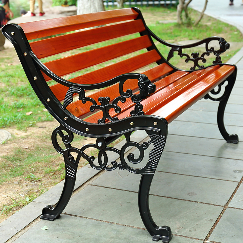 户外公园椅实木公园长椅广场椅铸铁防腐木实木靠背椅公园坐凳铸铝