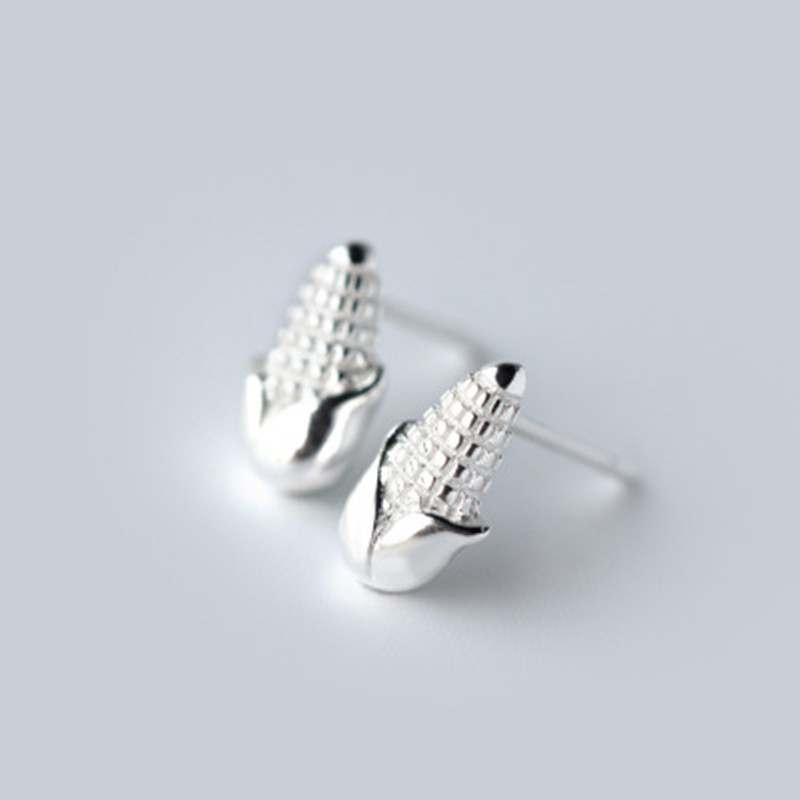 10g Weight No Inlaid Inlay Material Earrings, Ear Studs Classification Wedding, Travel Occasion Alloy Material Corn Pattern Women'S Gender Plating Design Fashion Style Gold, Silver Color Fashion Corn Plating Alloy No Inlaid Stud Earrings 4