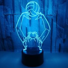 外貿新打排球3D小夜燈 體育運動人物訂購七彩遙控觸控3D led燈