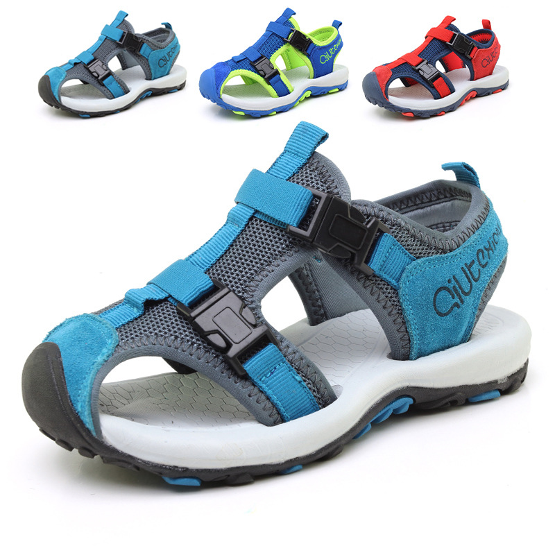 夏季镂空儿童凉鞋真皮儿童沙滩鞋织带男童鞋厂家直销运动凉鞋批发|ms