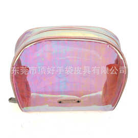 工厂定制幻彩PVC化妆包 透明镭射包包 防水贝壳包