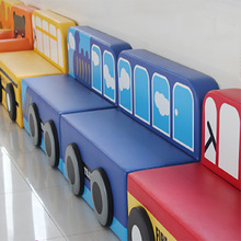 台湾传承品牌牛货 双人扶手沙发 早教软包区角消防车校车儿童沙发