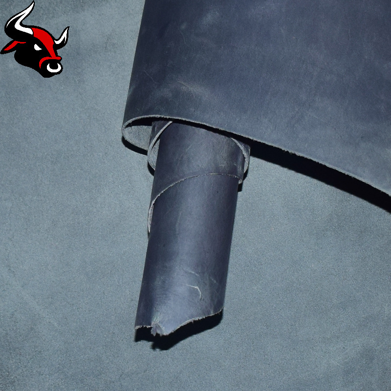 彩色头层疯马变色黄牛皮复古刮变箱包DIY书本牛皮革油蜡皮