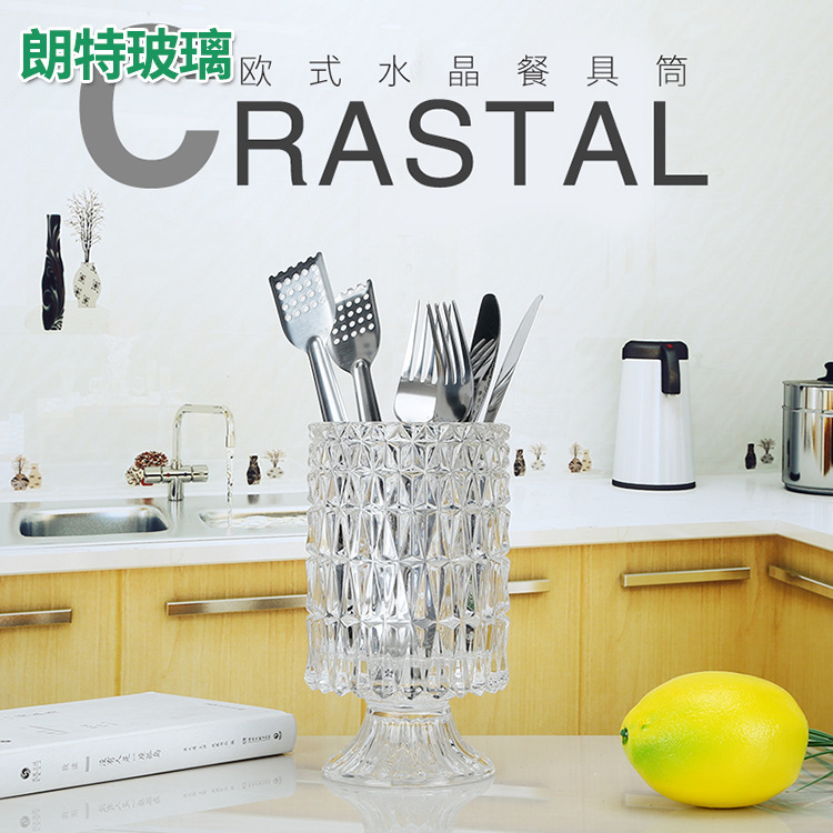 廠家直銷餐具筒廚房餐廳加厚玻璃收納筒無鉛玻璃創意插花水培