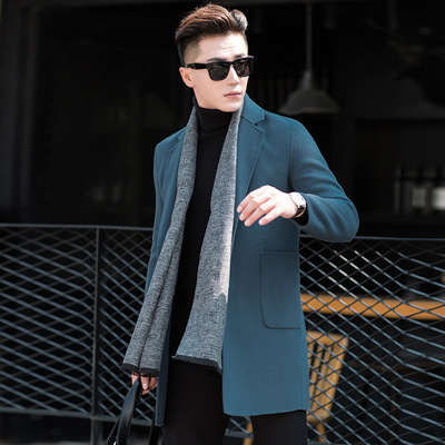 Europe and America man Windbreaker 2018 new pattern Autumn and winter Two-sided woolen coat Youth Woolen manual Sewing