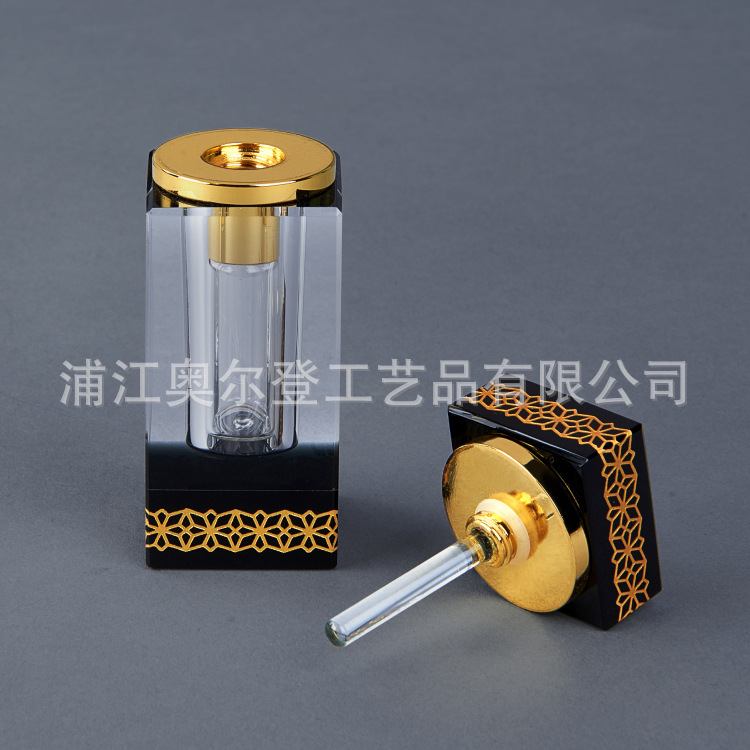 K9黑色四方水晶精油香水瓶3ml 迷你水晶q版香水瓶中东男士香水瓶详情图4
