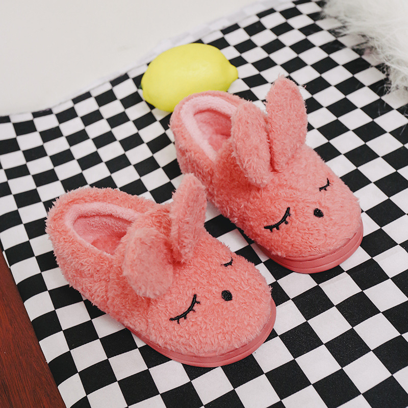 可爱网红兔儿童棉拖鞋冬季包跟家居保暖防滑小孩棉拖一件代发批发