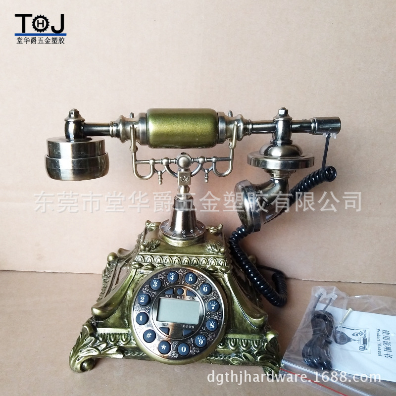 庫存-歐式電話機時尚仿古免提電話機別墅複古座機家居工藝品擺件