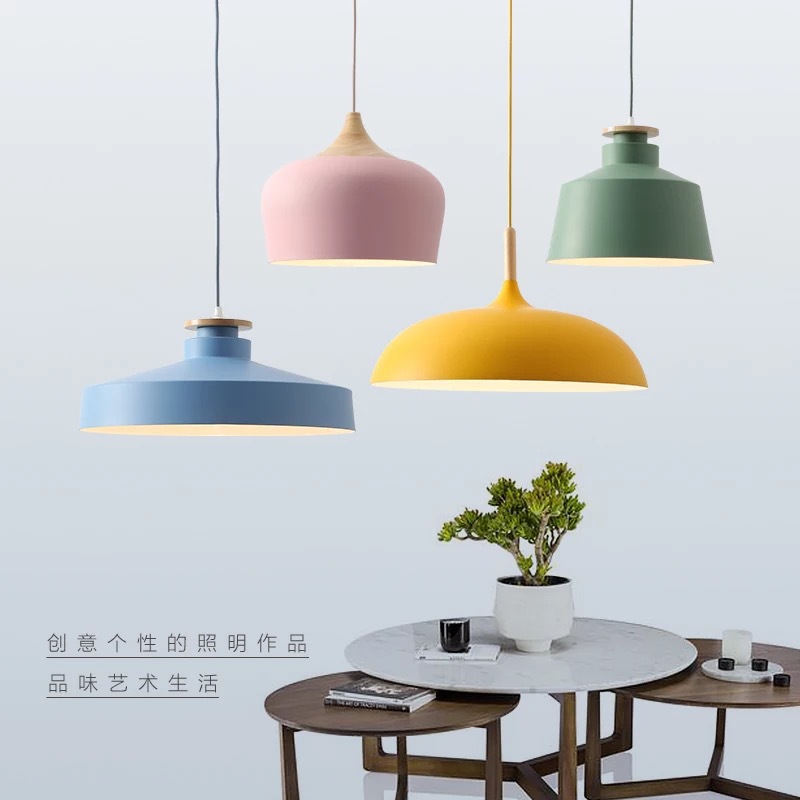 Nordic Log Aluminum Chandelier Creative Personality Restaurant Bar Milk Tea Shop Office Morning Classroom Macaron Lamps