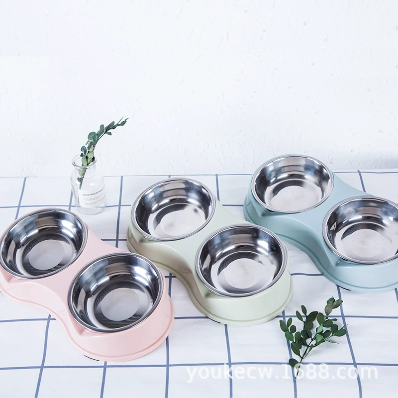 Пластиковая миска для собак Двойная чаша для кошек миска для домашних животных миска для еды оптом творческая любовь тип наклона Pet Bowl