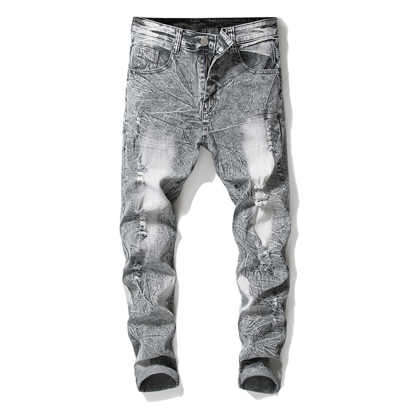 Jeans nuovi da uomo, alla moda, casual, retrò, ricamati, lavati, a gamba dritta_voghion.com