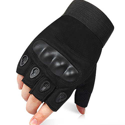 Foreign trade wholesale outdoor half-finger tactical gloves microfiber men's and women's sports non-slip fitness military fans black shell training gloves
