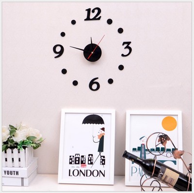 厂家批发数字挂钟 高档静音时尚家居钟表 亚克力钟表 创意DIY钟表