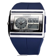 OHSEN奧聖AD0518LED雙顯夜光表戶外運動多功能水手錶