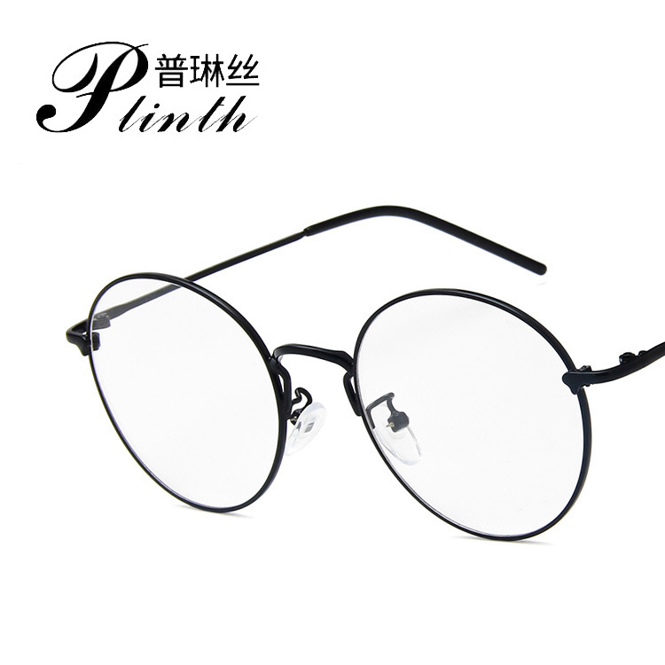 Retro Round Ultra-light Glasses Frame Metal Korean Fashionable Flat Glasses Artistic Glasses Frame Kick-off