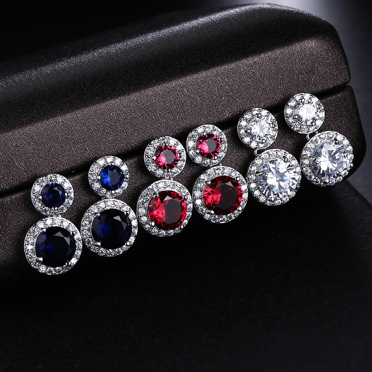 White Gold Plated Plating Material Zircon Inlay Material 1 Pair Simple Style Shiny Round Plating Inlay Copper Alloy Zircon White Gold Plated Drop Earrings