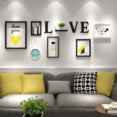 Modern minimalist photo wall with clock, corridor entrance wall hanging painting combination, dining room living room wall decoration, wall ornament