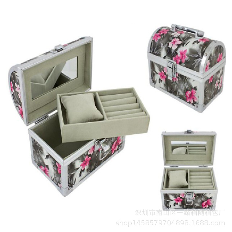 定做粉色化妆箱韩版专业化妆工具多层铝合金手提箱饰品收纳盒