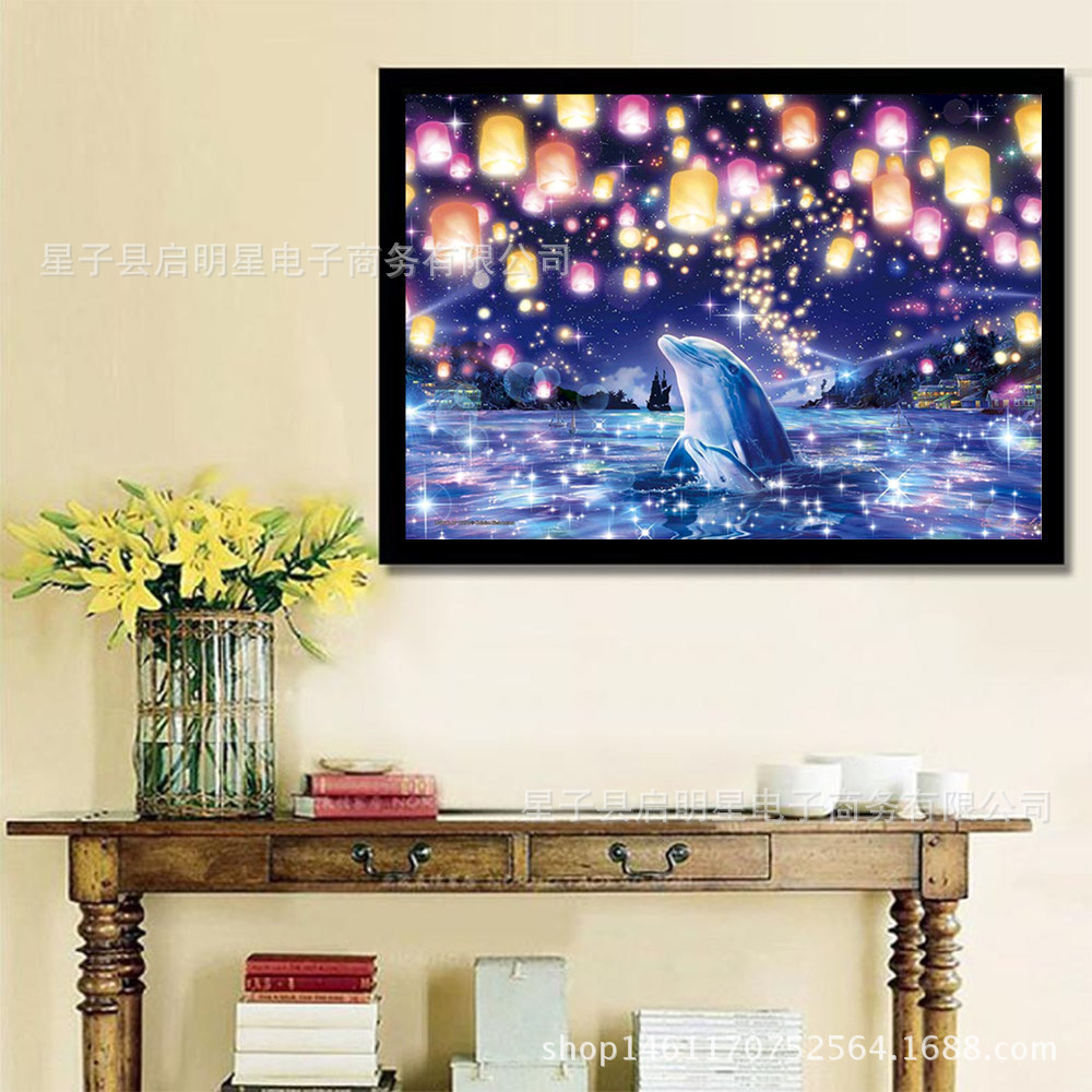 厂家直销外贸批发唯美星空欧洲风情家居满钻十字绣钻石画