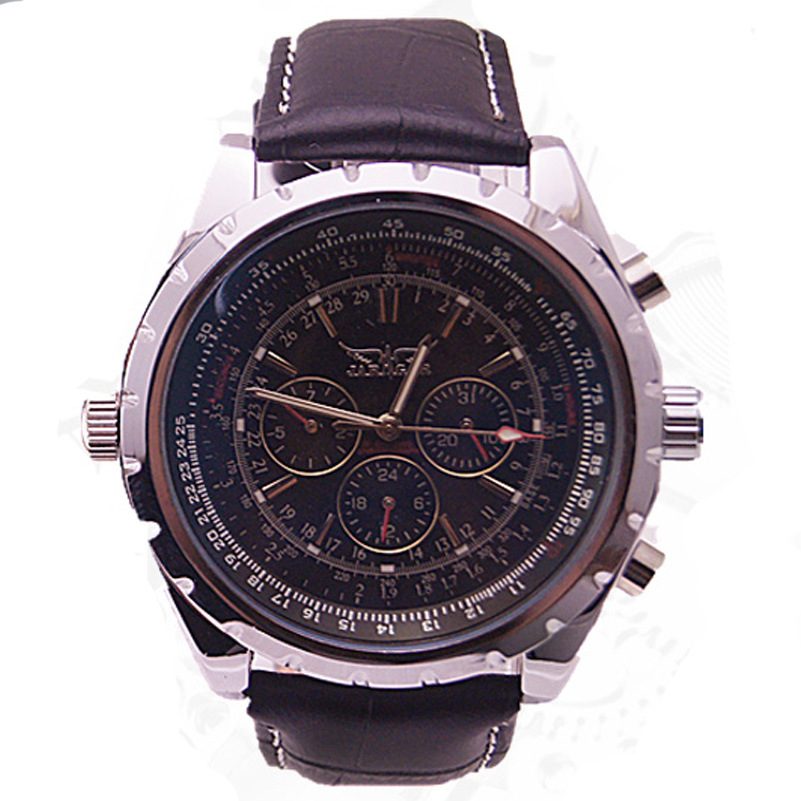 JARAGAR reloj mecánico automático de negocios para hombres correa de vidrio de luz azul reloj mecánico volante A212