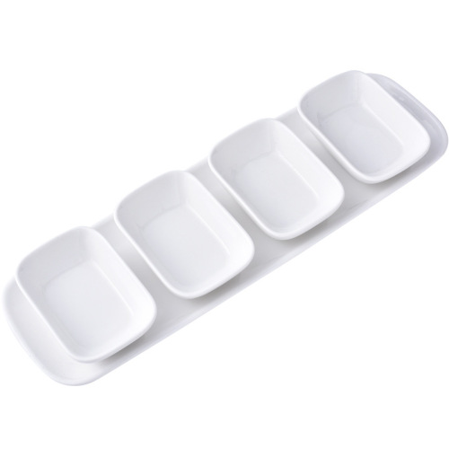 Creative pure white snack platter set hot pot sauce plate condiment plate with base hotel restaurant tableware wholesale