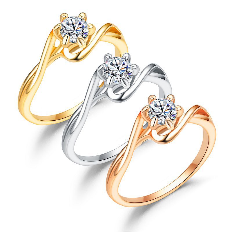 European And American New Ring Micro Inlaid Zircon Couple Ring Simple All-match Diamond Rose Gold Ring display picture 12