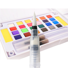 fountain pen, solid watercolor, watercolor pencil, nylon soft brush, absorbent water storage brush