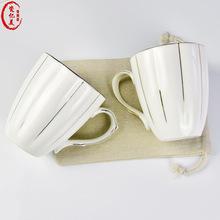 廠家批發陶瓷水杯家用創意金邊南瓜牛奶咖啡馬克杯廣告禮品骨瓷杯