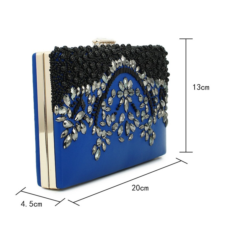 White Red Blue Pu Leather Flower Rhinestone Square Evening Bags display picture 3