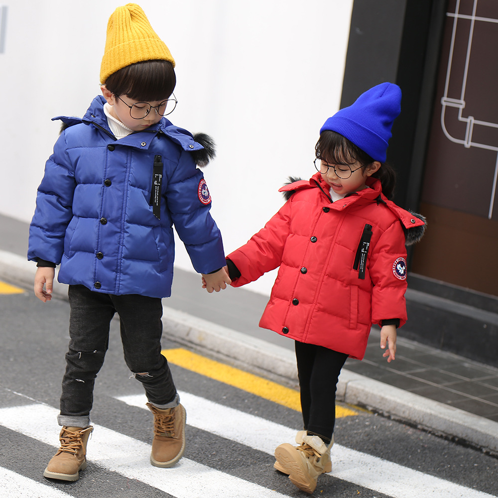 2018新款中小大童加厚毛领中长款保暖羽绒服外套|ms