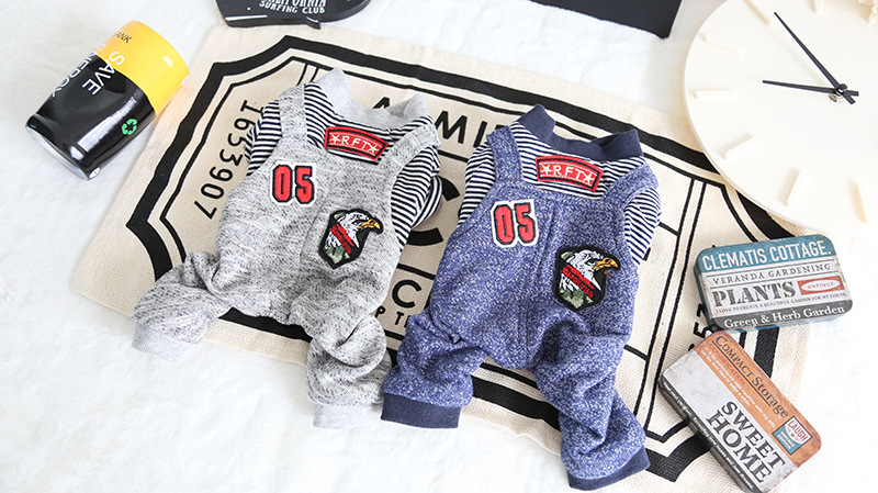 条纹老鹰背带四脚衣