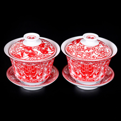 厂家直销批发结婚庆用品陶瓷敬茶杯婚庆夫妻白瓷对杯婚礼送礼礼物