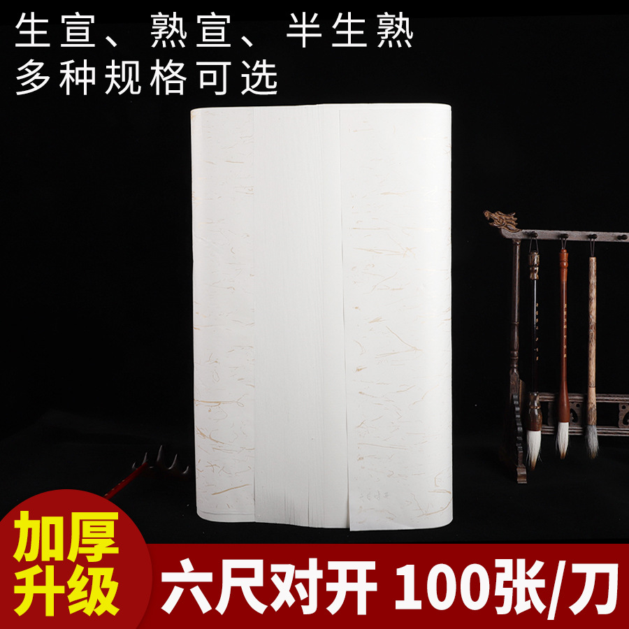加厚宣纸六尺对开国画生宣半生半熟工笔画熟宣书法作品纸