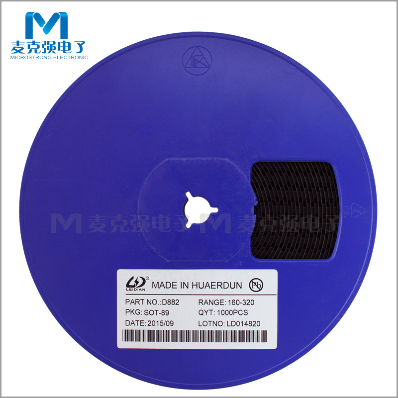 LEIDIAN贴片三极管D882 SOT-89极性NPN功率晶体管2SD882全新正品