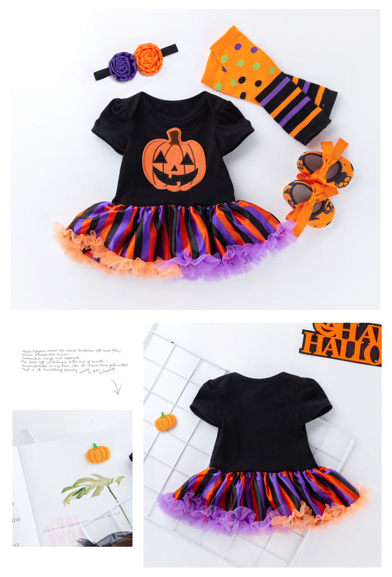 Halloween Cute Pumpkin Cotton Girls Clothing Sets display picture 2
