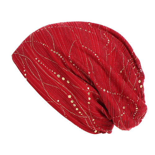 European and American thin lace breathable head covering for women, spring and autumn cotton color-droplet leisure head covering hat, factory