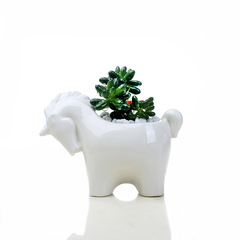 Eurasian series cute cartoon unicorn ceramic planter, creative flower garden balcony vegetable garden succulent planter decoration