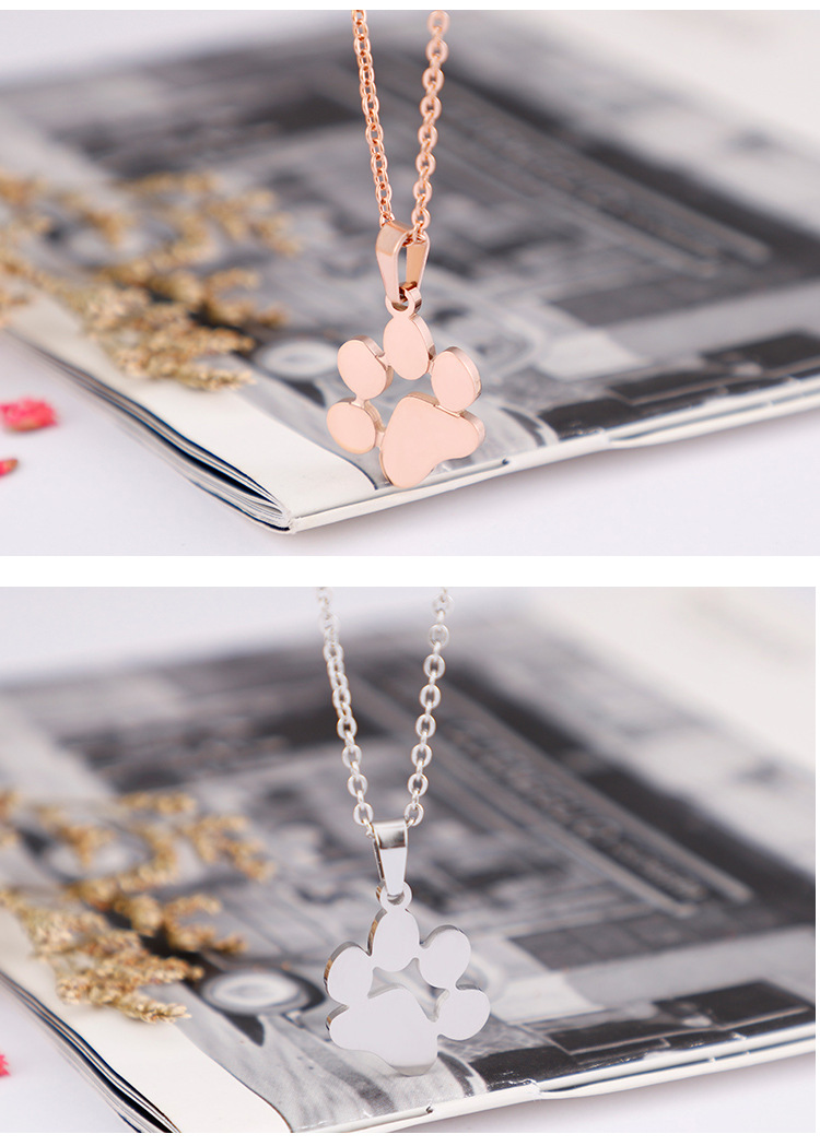 AliExpress New Supply Cute Pet Mark Cute Animal Paw Necklace + Two-Piece Earrings Set One Piece Drop