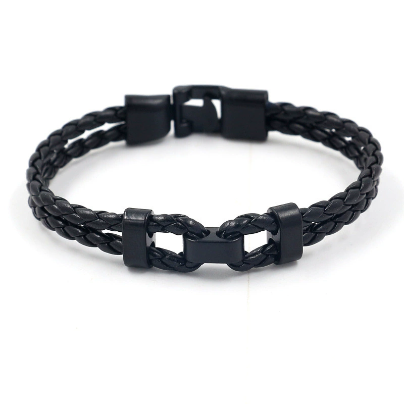 Black retro woven polyurethane bracelet, accessory, chain, (Cross-border trading), simple and elegant design