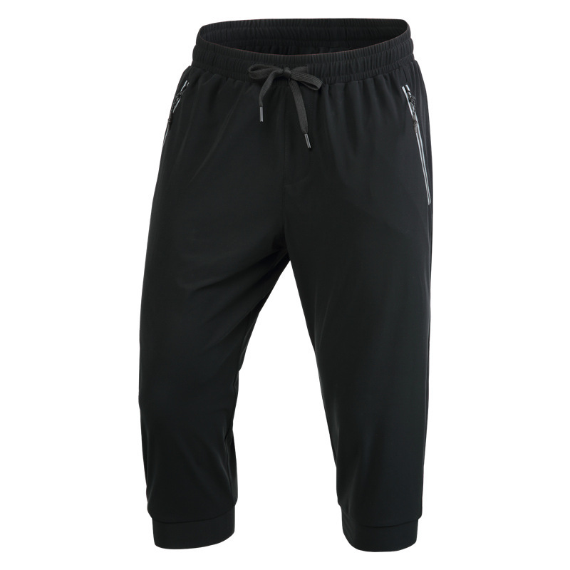 Lightweight quick-drying sports cropped pants men's summer lightweight breathable skinny casual pants high elastic fitness running pants