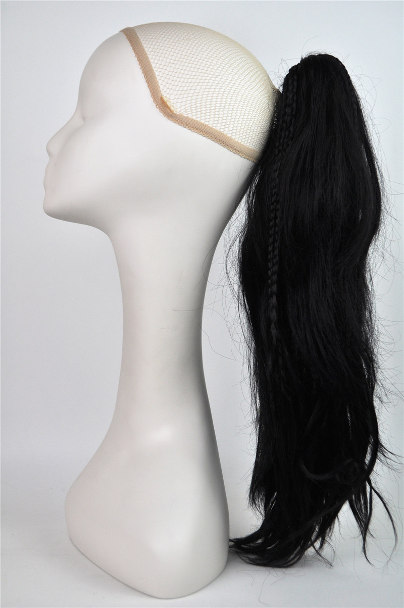 Amazonas peluca cola de caballo pegando clip de caballo bolsa de cabello negro cola de caballo peluca