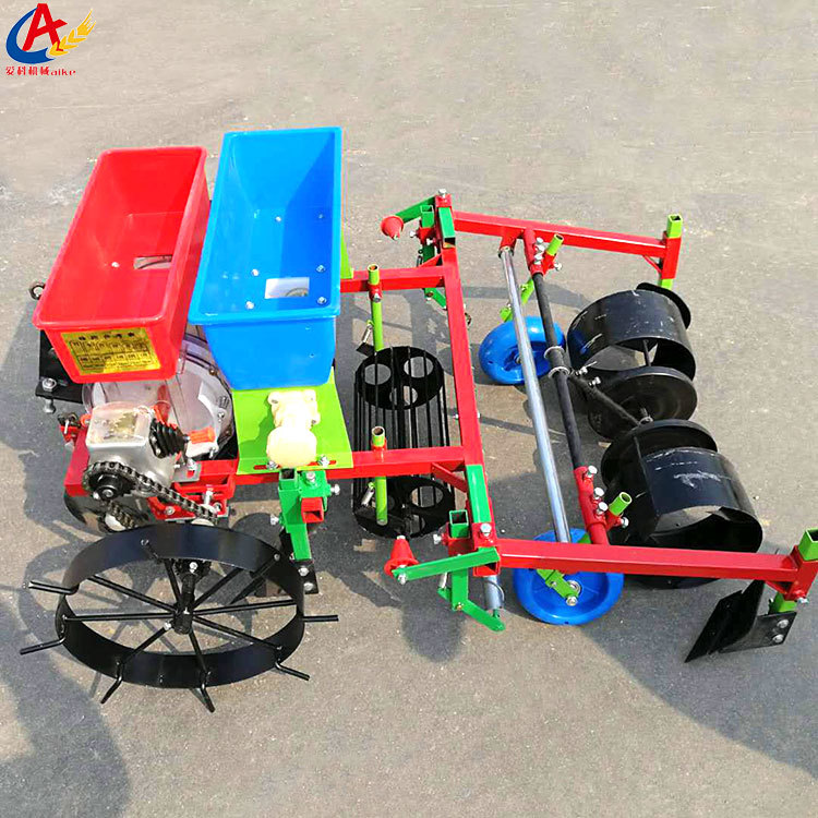 手扶车带花生播种机 玉米花生点播机 覆膜喷药起垄施肥一体机