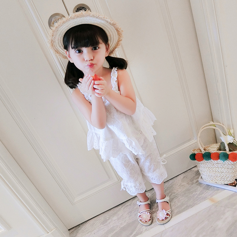 girl suit Floral camisole jacket Pants 21 Summer wear new pattern Foreign trade Children's clothing On behalf of 2-7 year