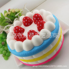 PU新品仿真圆形蛋糕 慢回弹大草莓蛋糕 减压新奇玩具食品模型