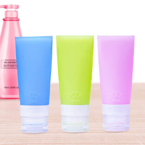 Travel portable flat silicone dispenser bottle cosmetic hand sanitizer press bottle empty bottle lotion dispenser