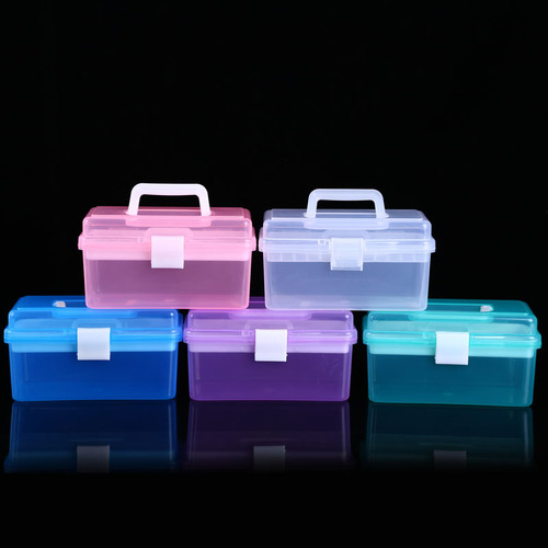 Small transparent double-layer sketch pencil box, color pencil case, art nail art plastic tool box storage