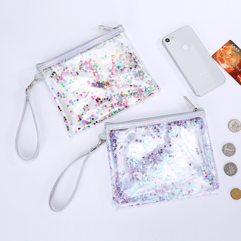 Fashion New Transparent Cosmetic Women's Pvc Sequin Bag display picture 3