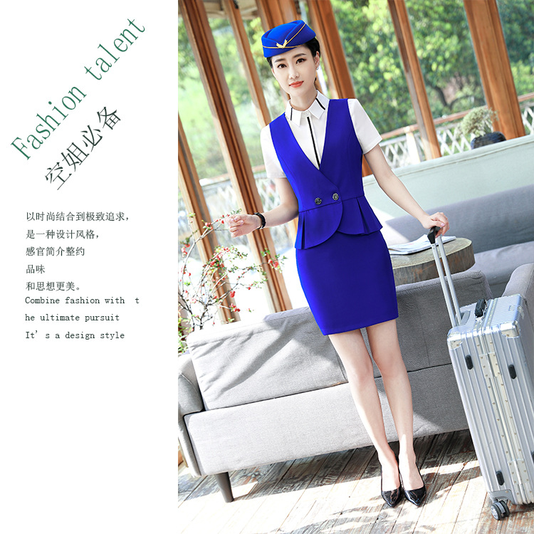 空姐制服职业套装夏季短袖修身酒店前台收银美容院工作服迎宾礼服
