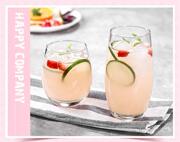 利比维恩玻璃杯耐热水杯果汁杯饮料杯特饮杯茶饮杯鼓形杯客房水杯