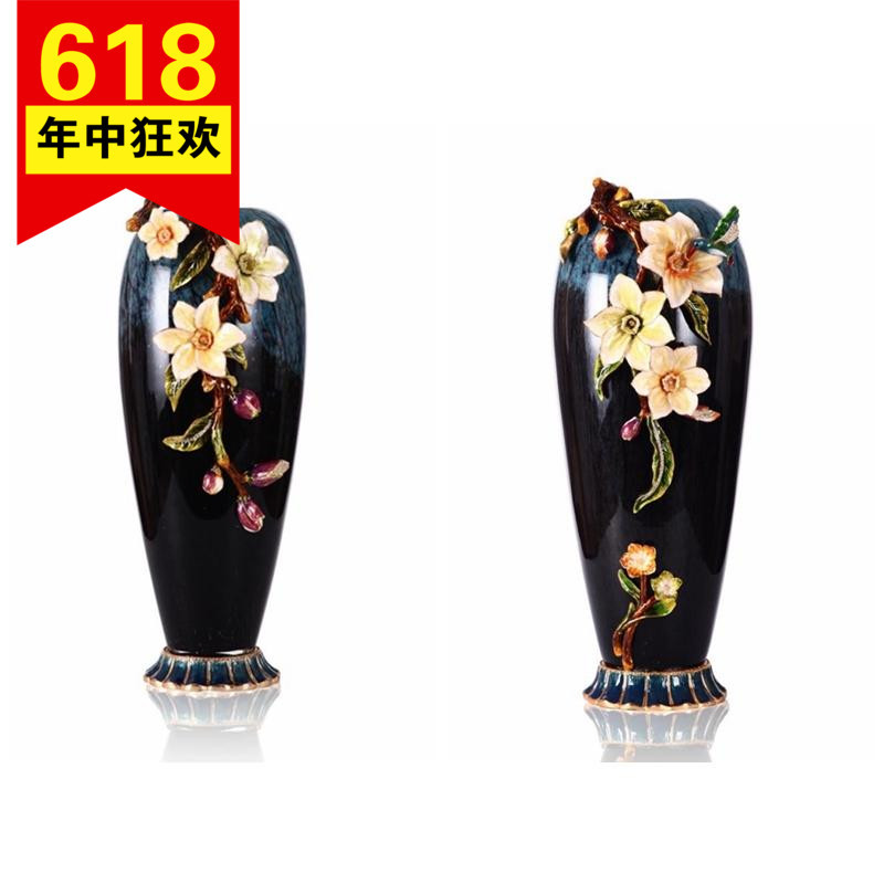 歐式奢華琺琅彩玄關花瓶擺件美式法式別墅客廳電視櫃家居軟裝飾品